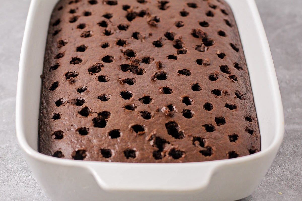 Better than anything cake filled with holes.
