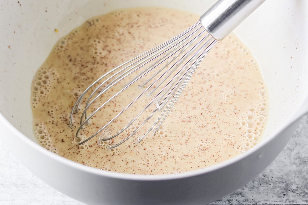 Milk mixture mixed together in bowl.