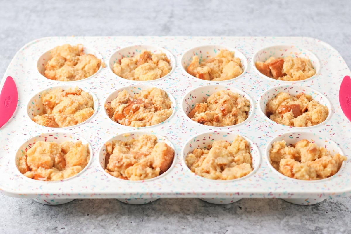 Process picture of French Toast Muffins.