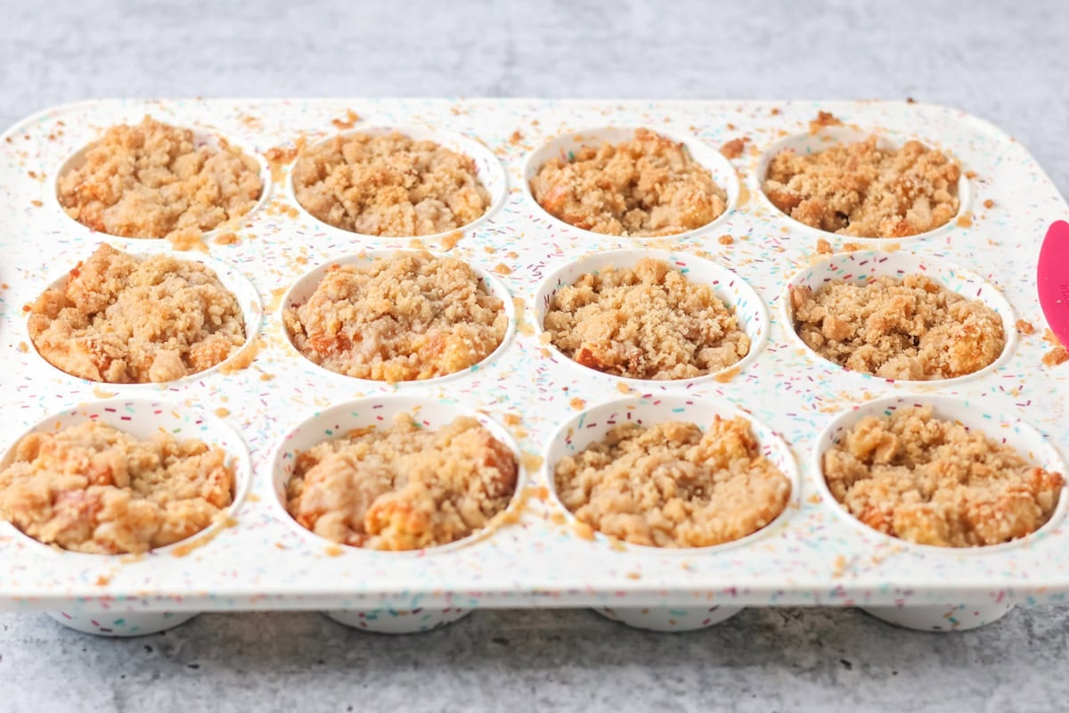 French toast muffins baked in baking cups.