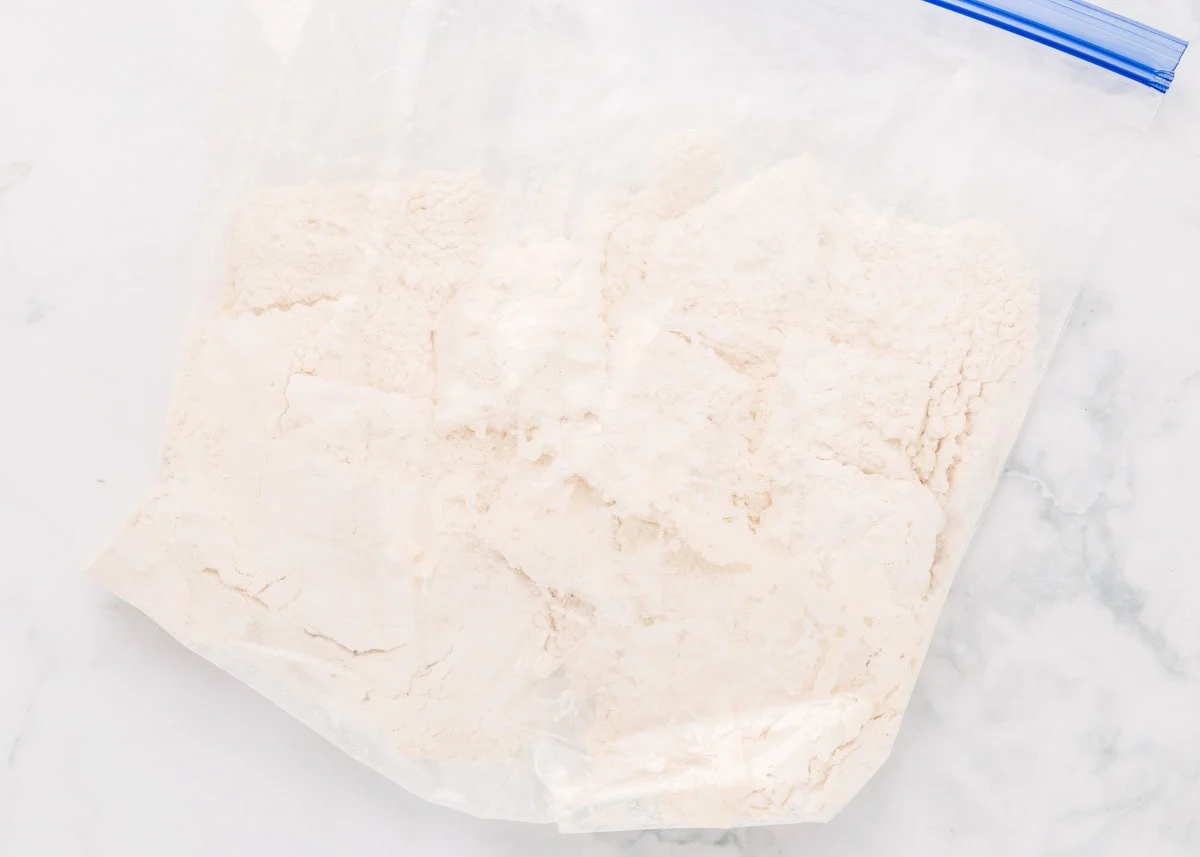 Ravioli in a bag of flour.