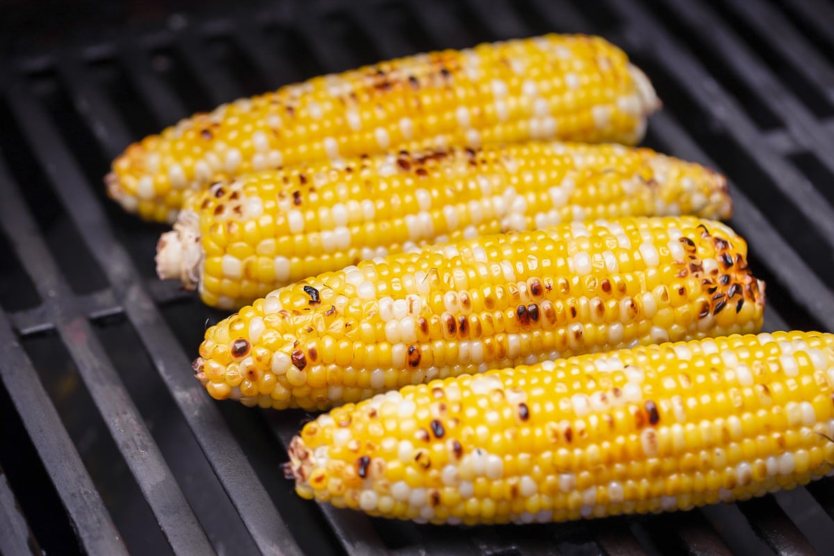 Corn on the grill for making grilled corn on the cob.