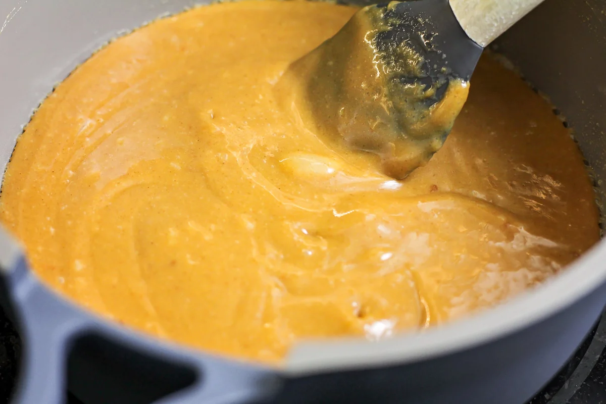 Melted peanut butter mixture for scotheroos.