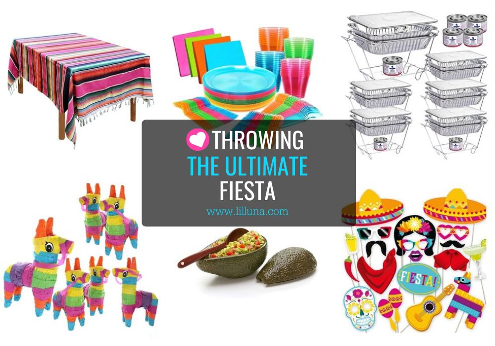 A collage of different fiesta party products.