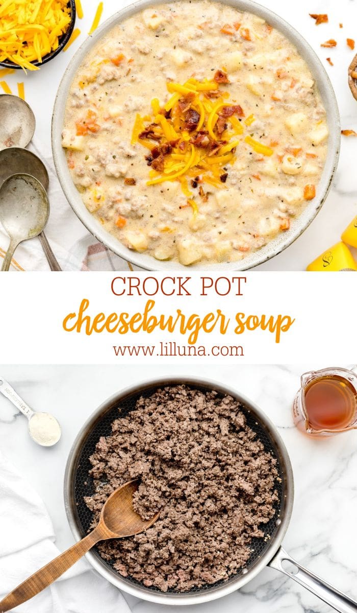 Crockpot Cheeseburger Soup {Prepped in Minutes!} | Lil' Luna