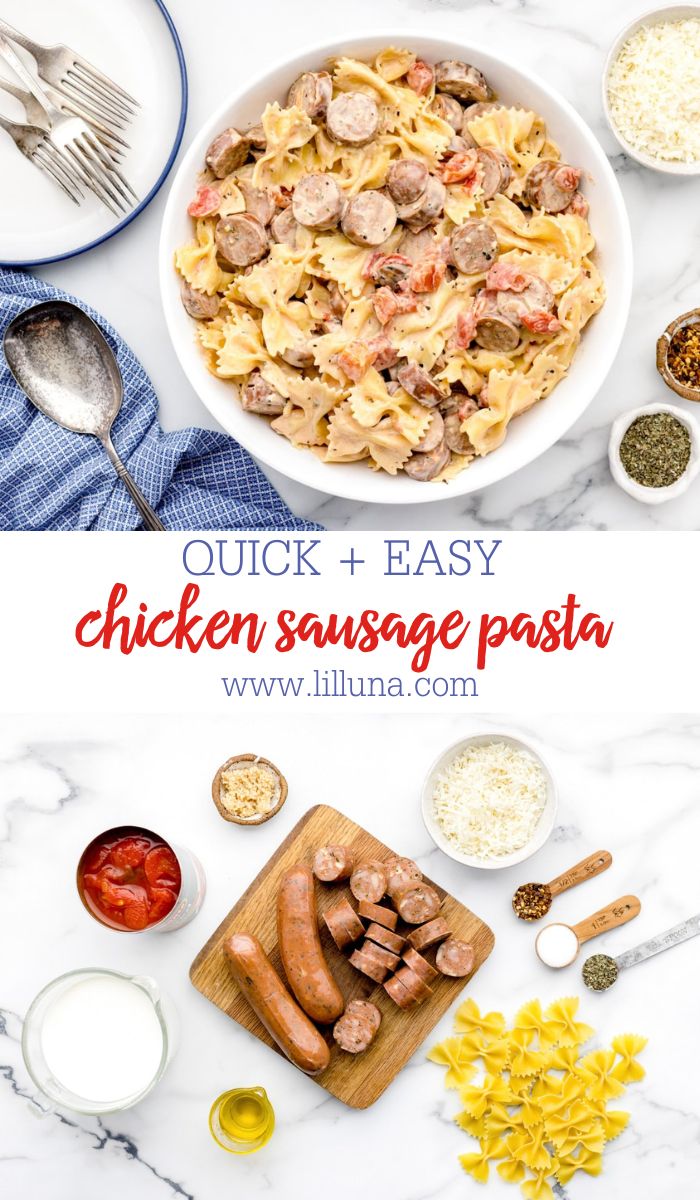 Chicken Sausage Pasta {20 Minute Meal!} Lil' Luna