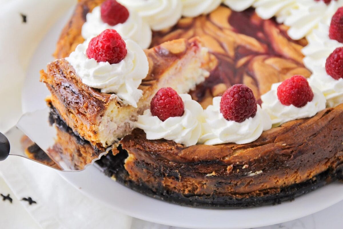 White chocolate raspberry cheesecake recipe.