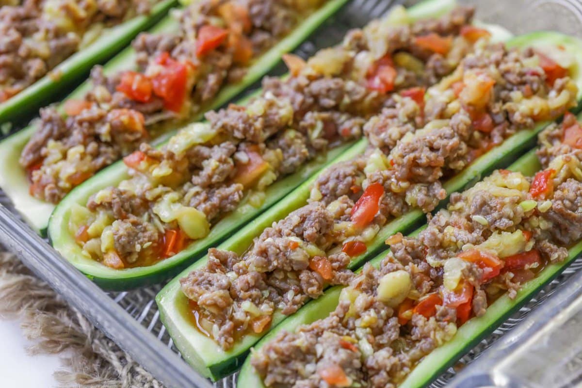 Zucchini boats stuffed with delicious filling.