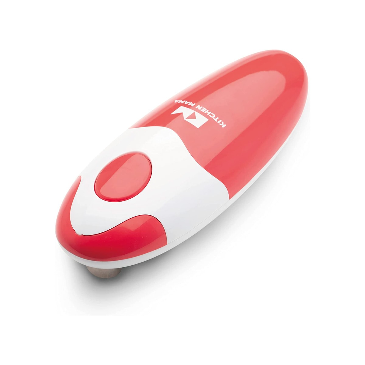 A red and white oval-shaped electric can opener.