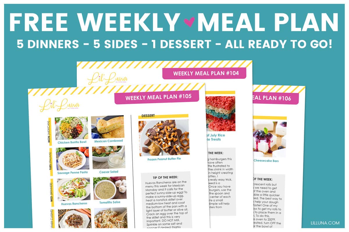 FREE Meal Plan #109 {With Clickable PDF} | Lil' Luna