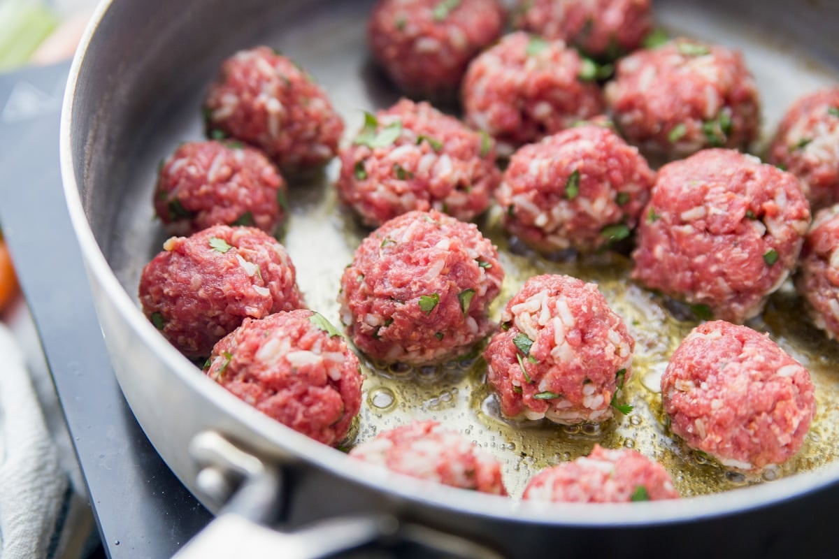 Homemade meatballs for Albondigas recipe.