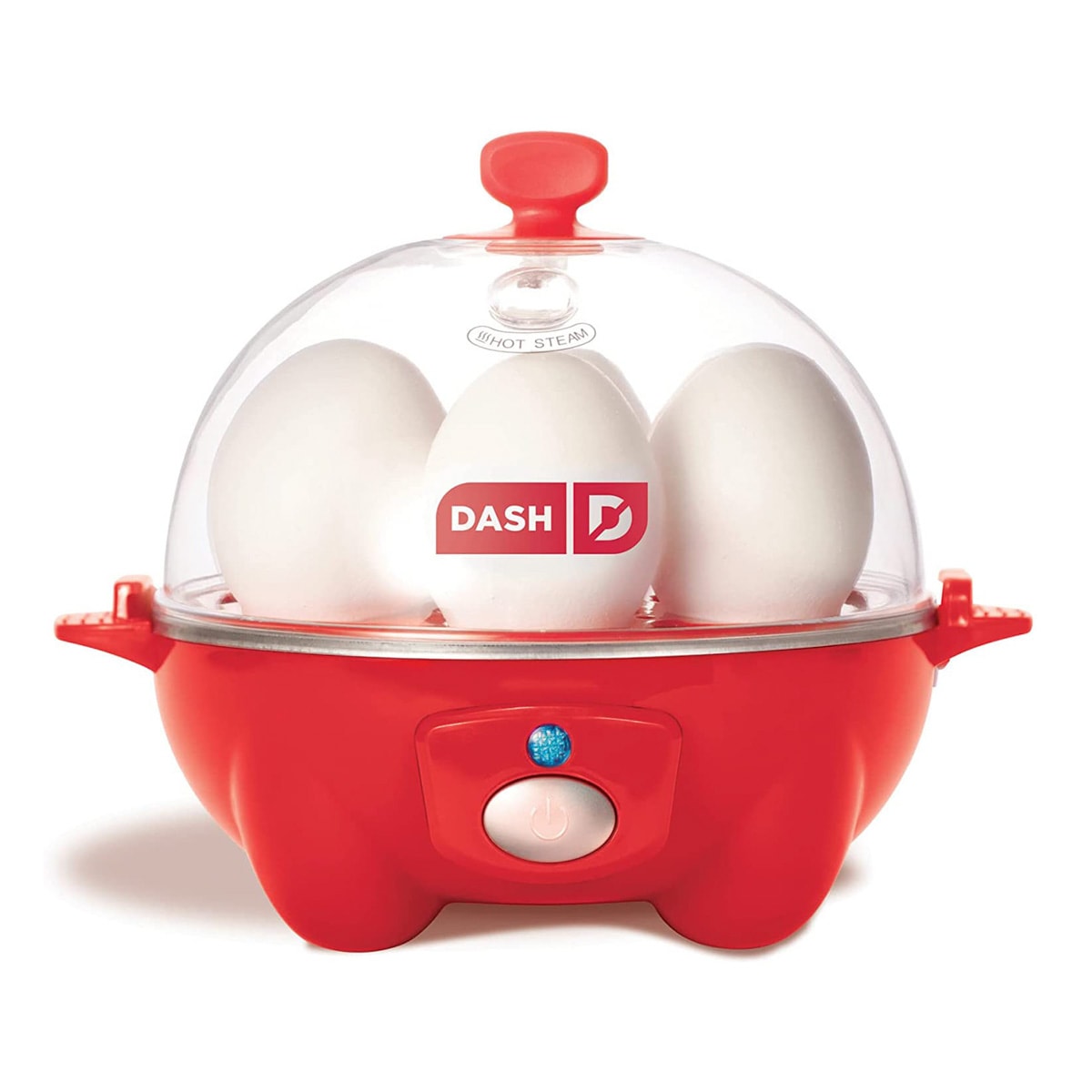 DASH rapid egg cooker with eggs inside.