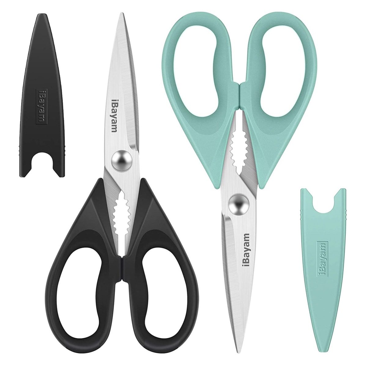 Two pairs of dishwasher safe kitchen shears.