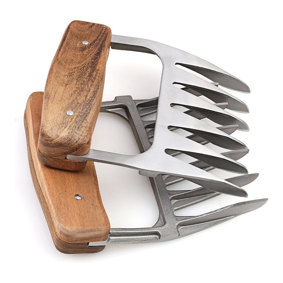 A pair of metal meat shredder claws.