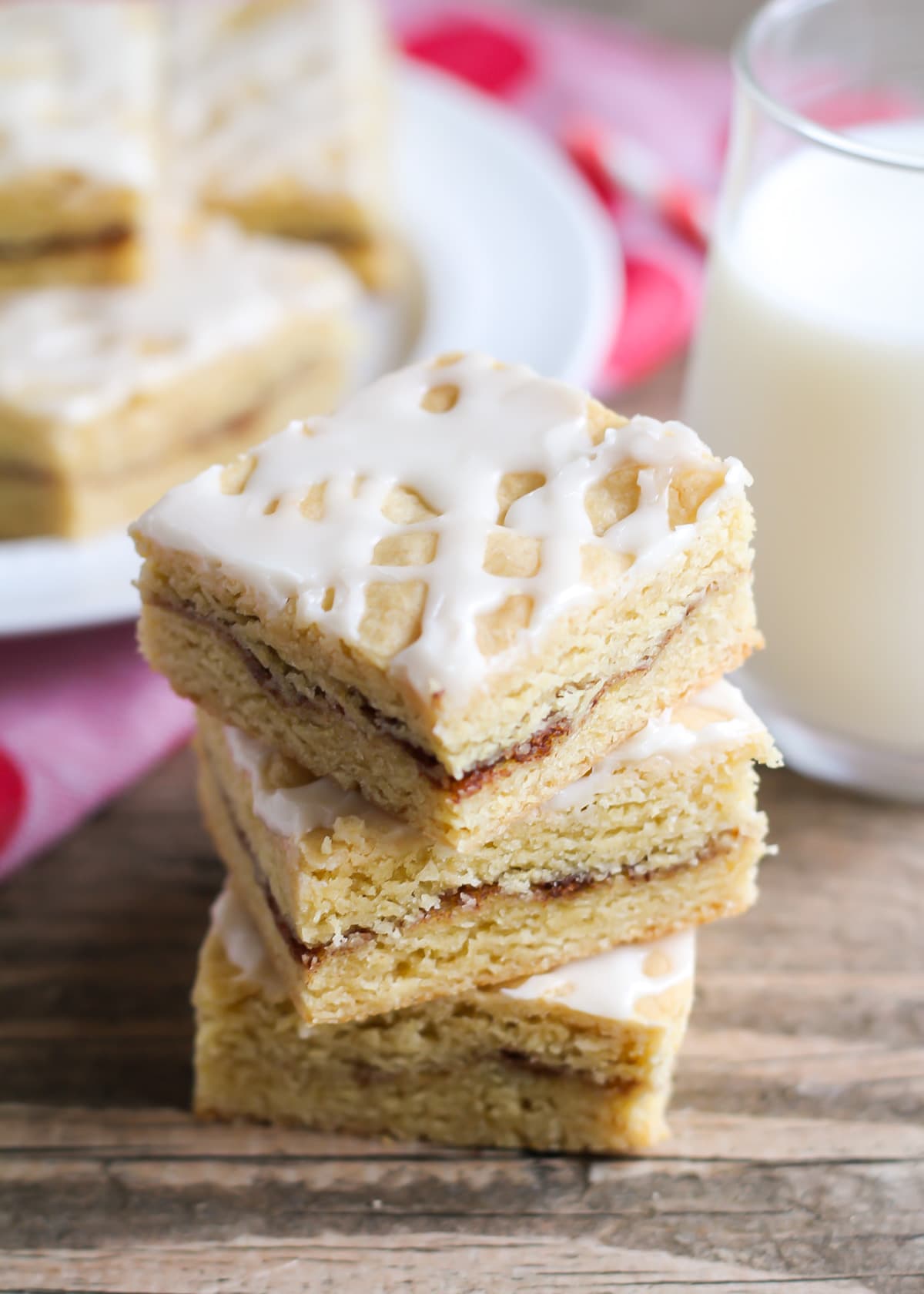 Snickerdoodle bars stacked on top of each other.