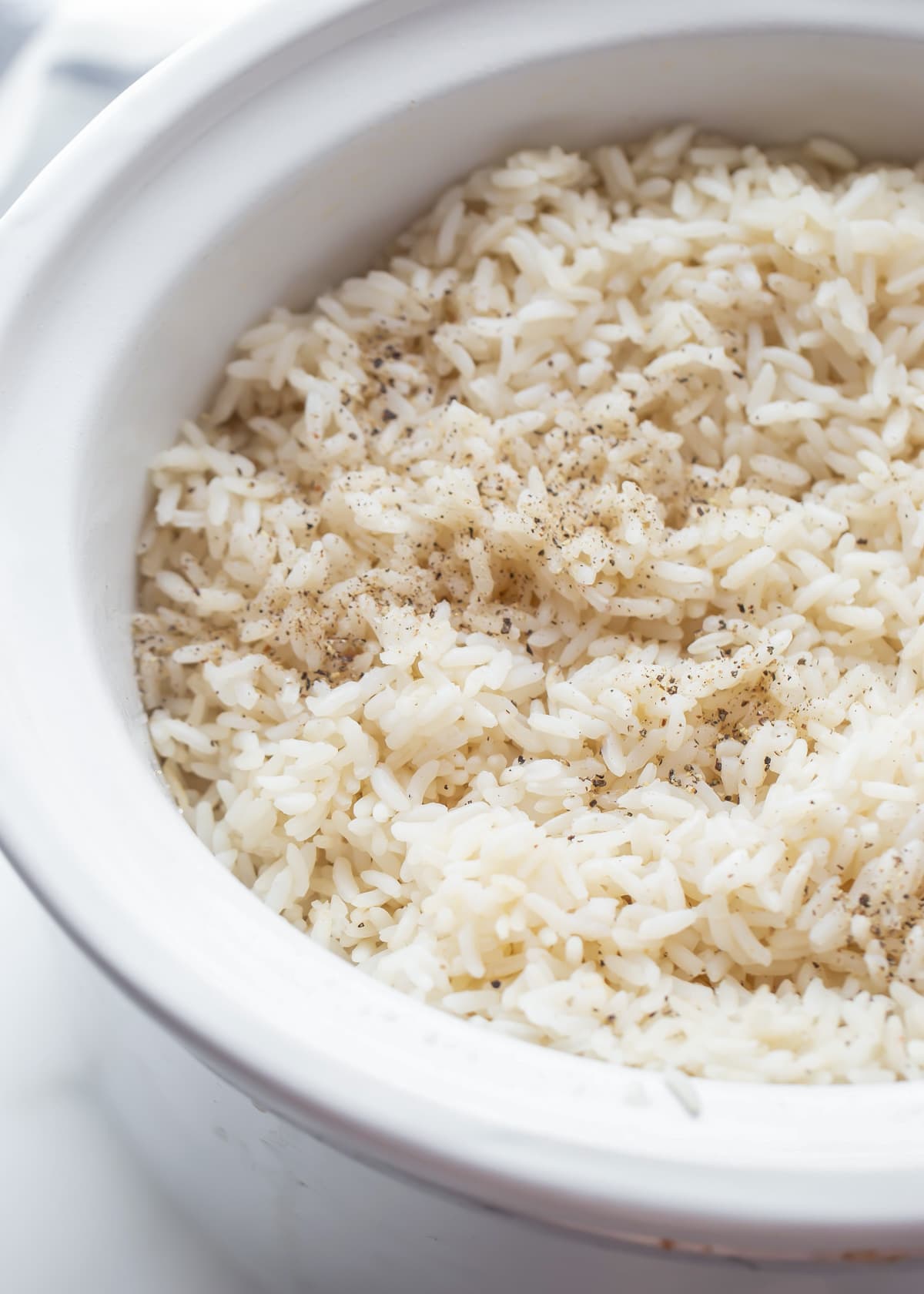 Cooking rice in a crock pot.