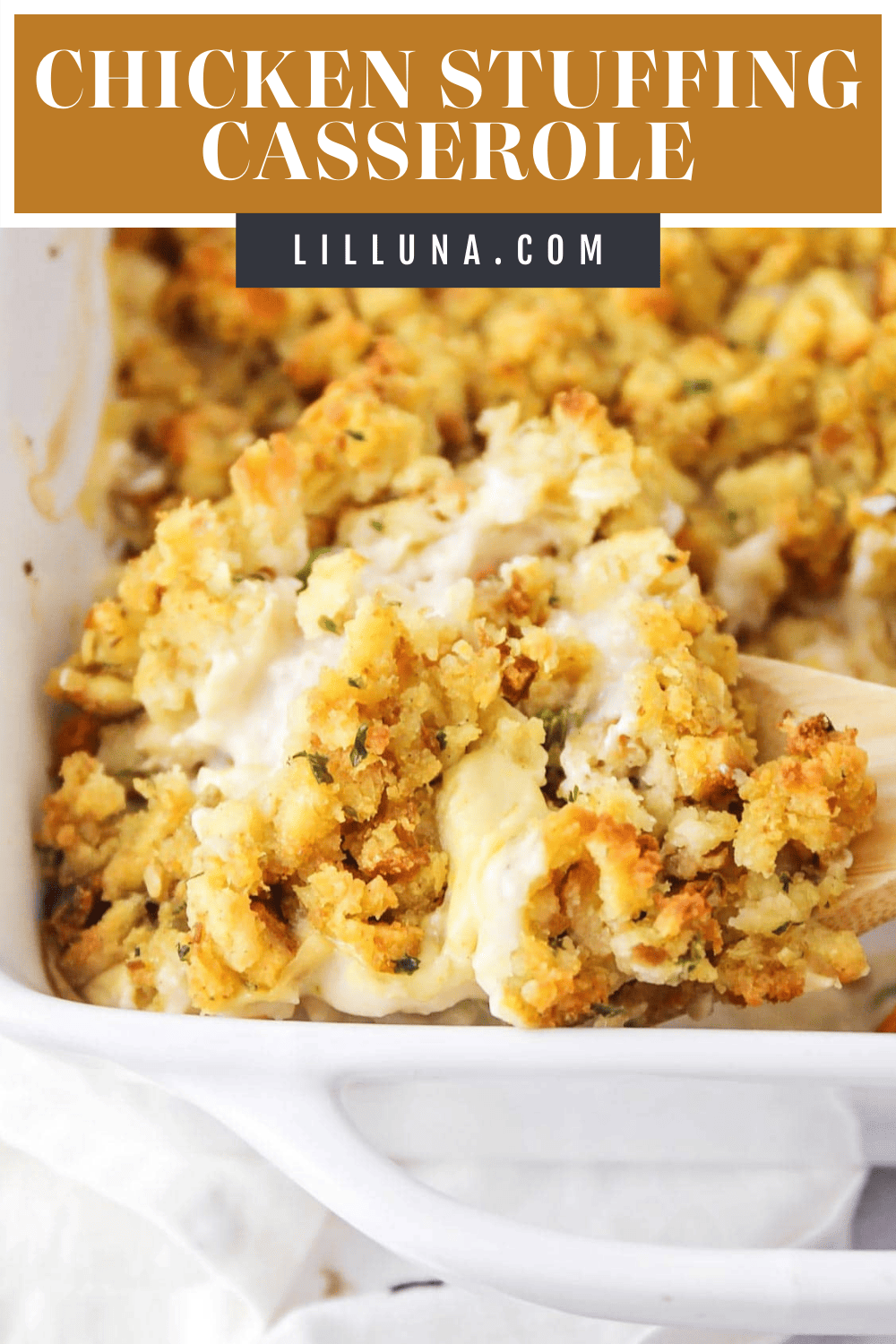 Easy Chicken Stuffing Casserole t| Lil' Luna