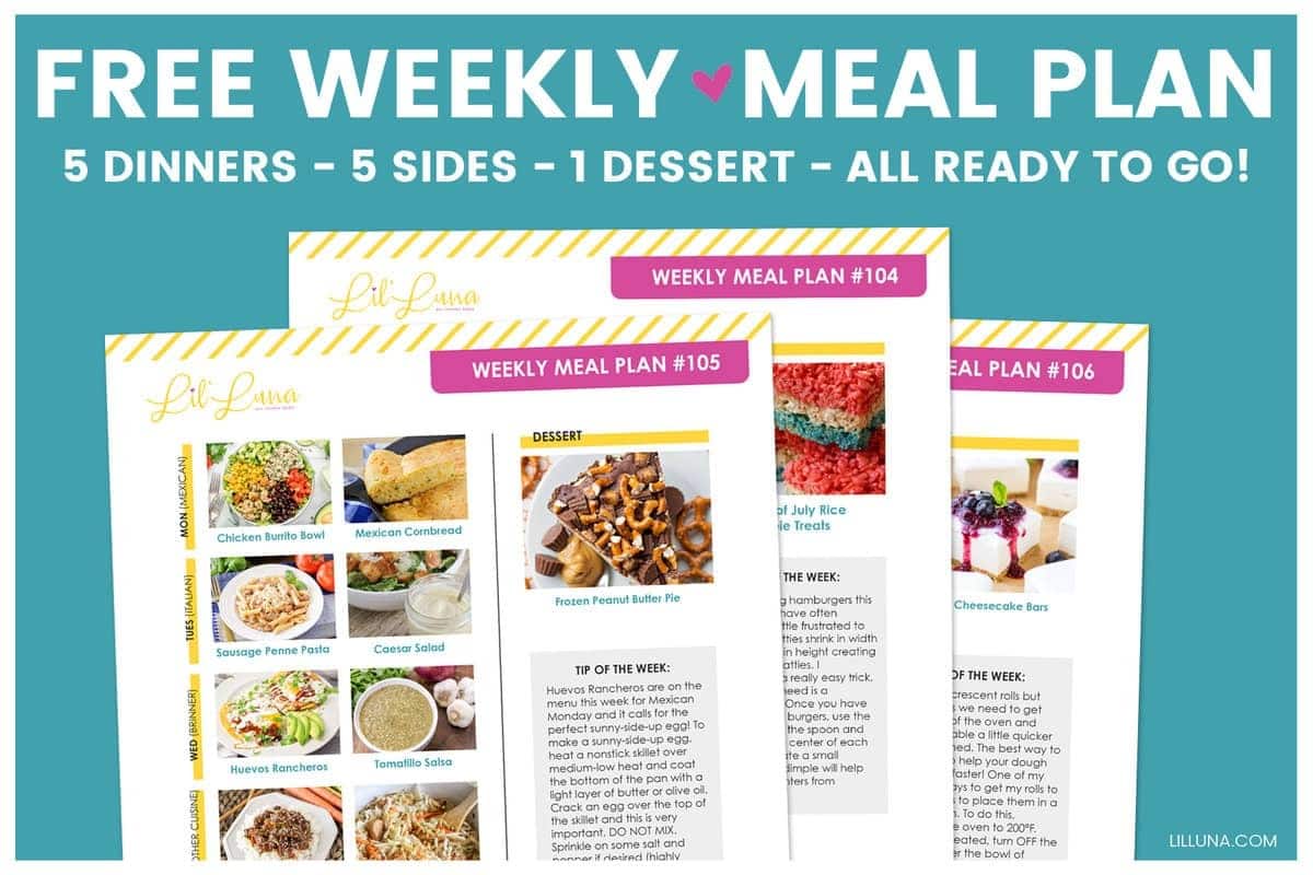 FREE Meal Plan #13 {With Printable Grocery List} | Lil' Luna