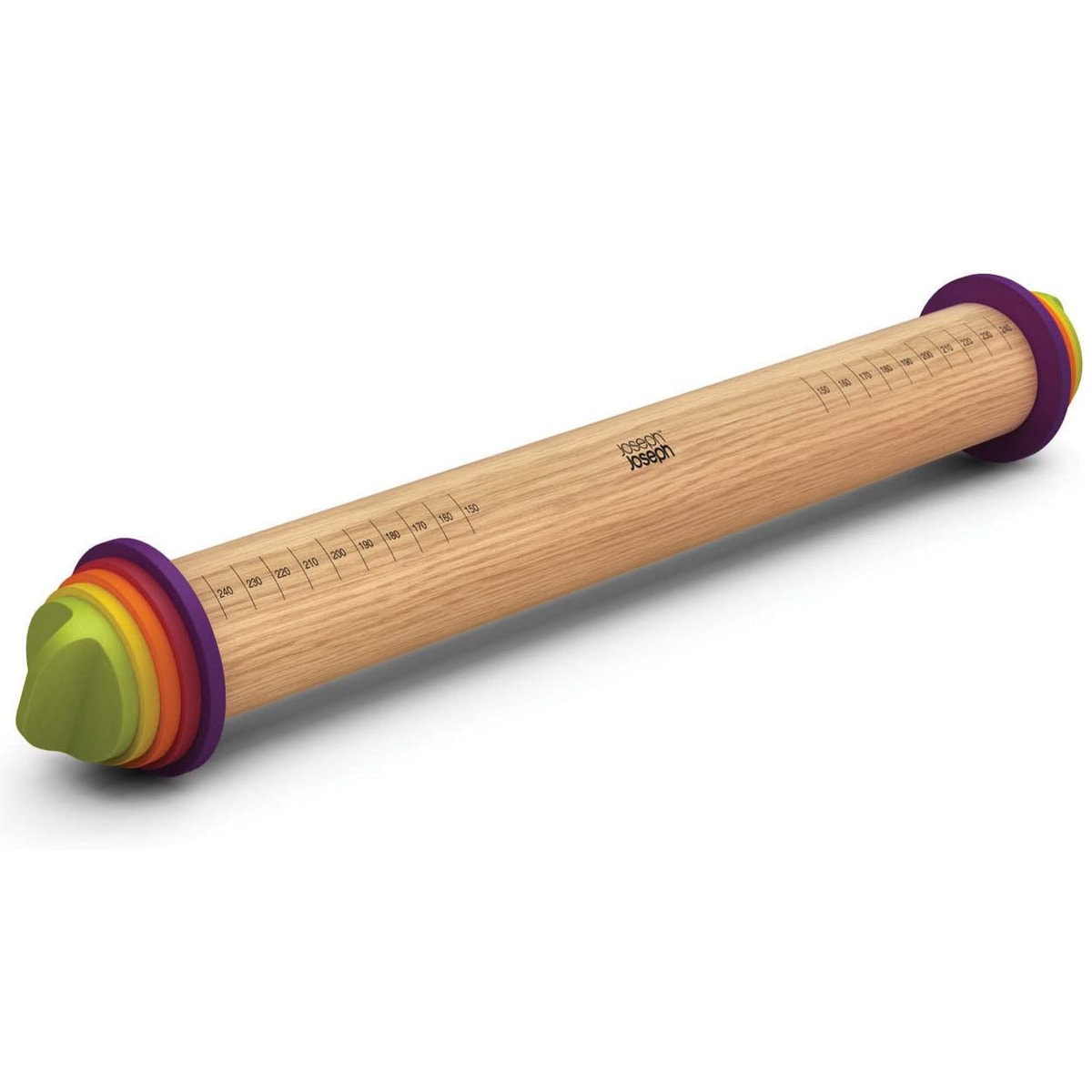 Adjustable rolling pin with removable rings.