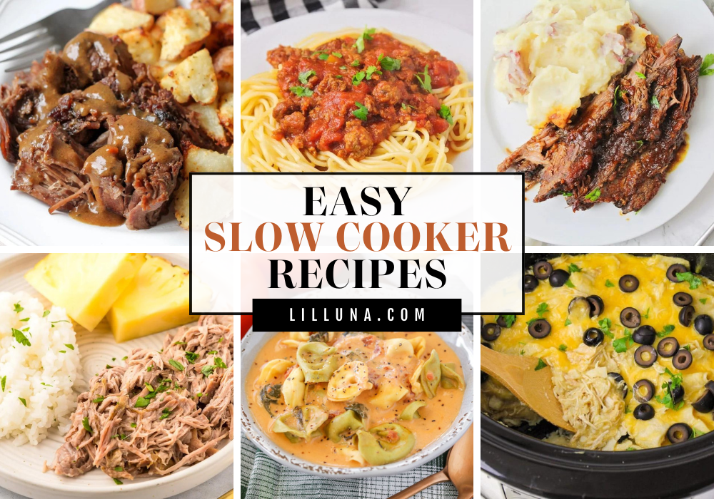 Collage of slow cooker recipes.
