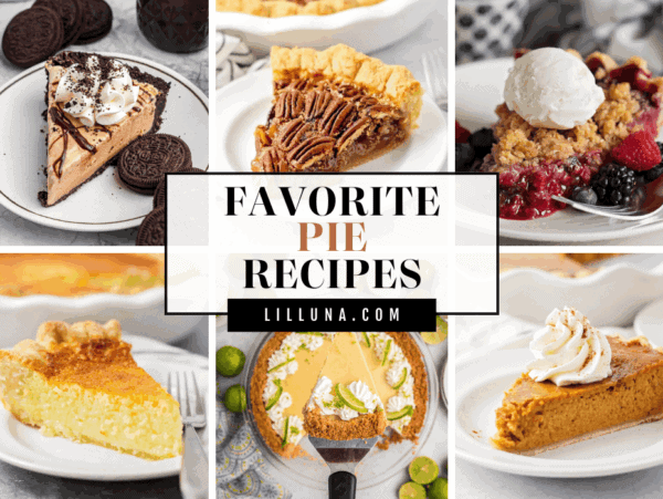 Collage of pie recipes.