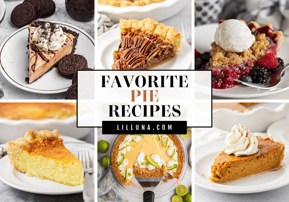 Collage of pie recipes.