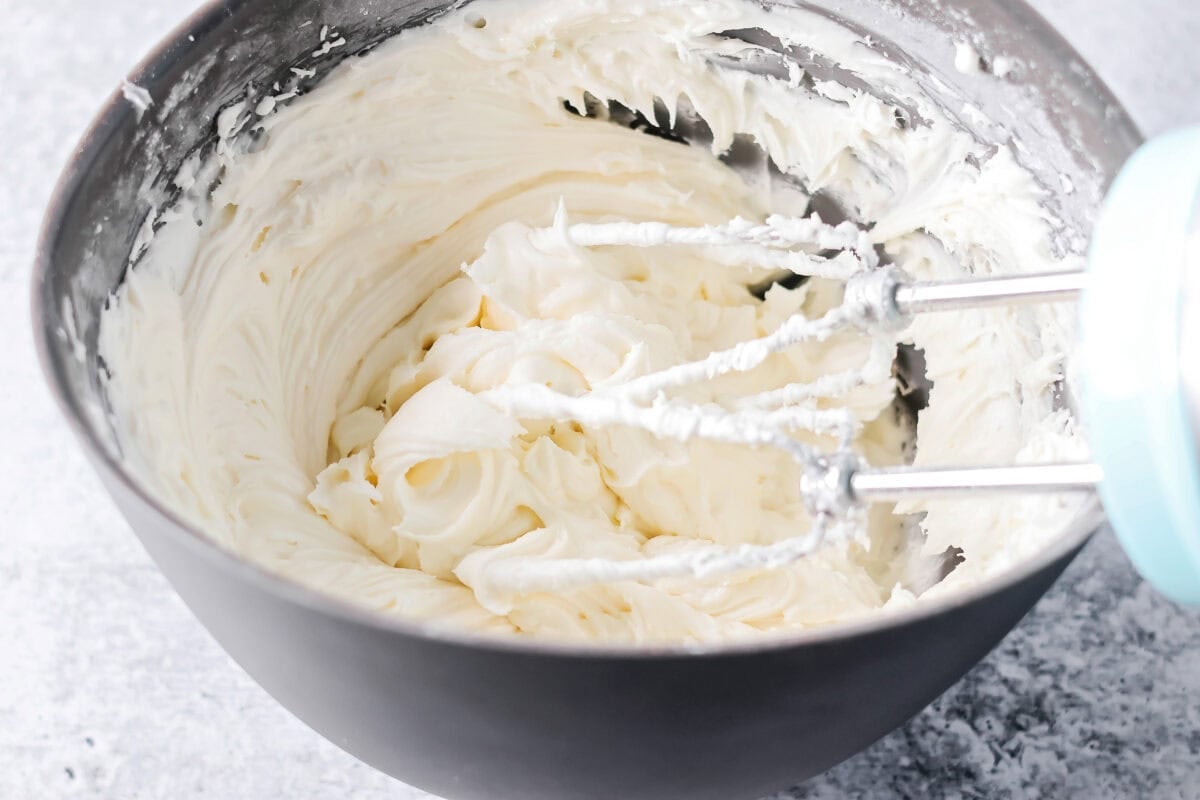 Frosting mixed together in bowl.
