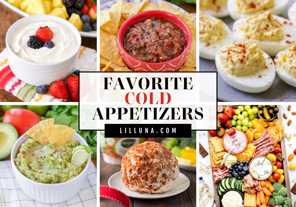 Collage of cold appetizer recipes.