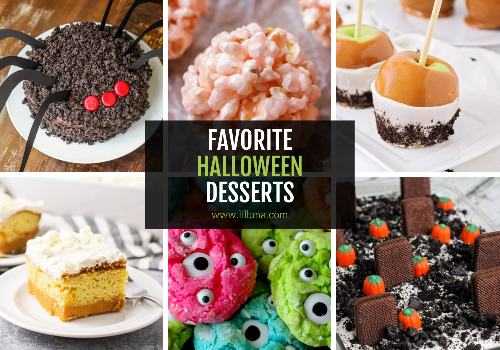 Collage of Halloween Desserts.