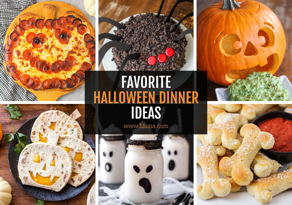 Collage of Halloween Dinner Ideas.