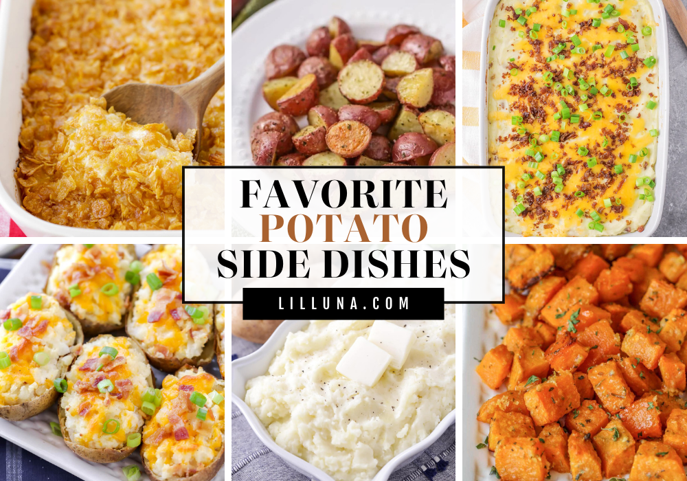 Collage of potato side dish recipes.