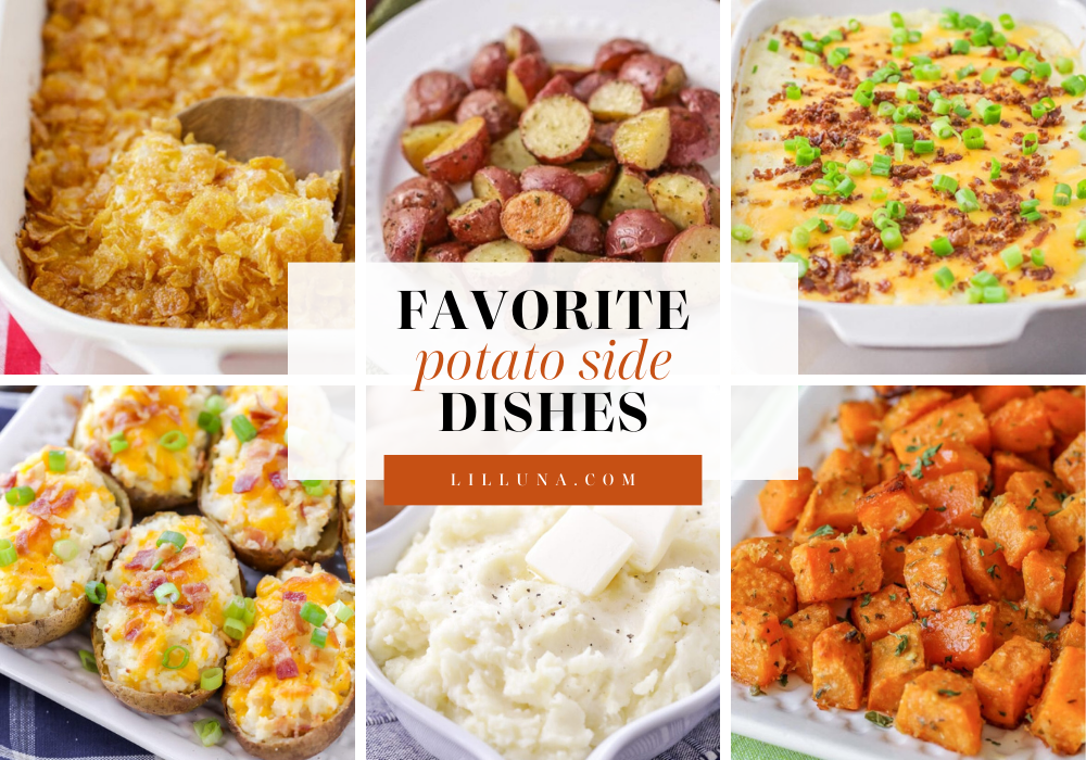 Collage of potato side dishes.