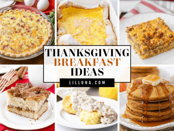 Collage of Thanksgiving breakfast recipes.