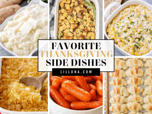 Collage of thanksgiving side dish recipes.