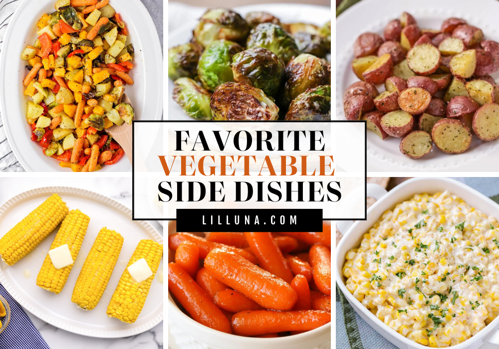 Collage of vegetable side dish recipes.