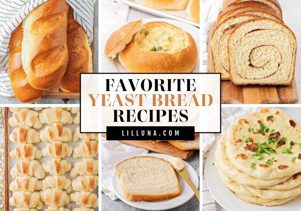 Collage of yeast bread recipes.