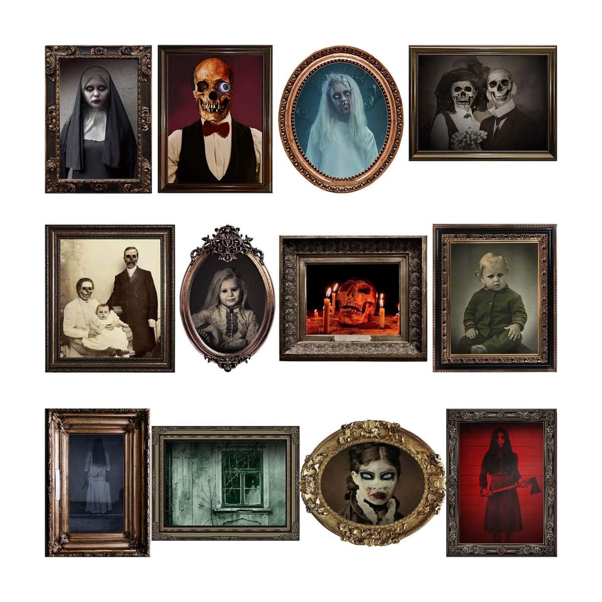 A set of 12 Halloween creepy portraits.