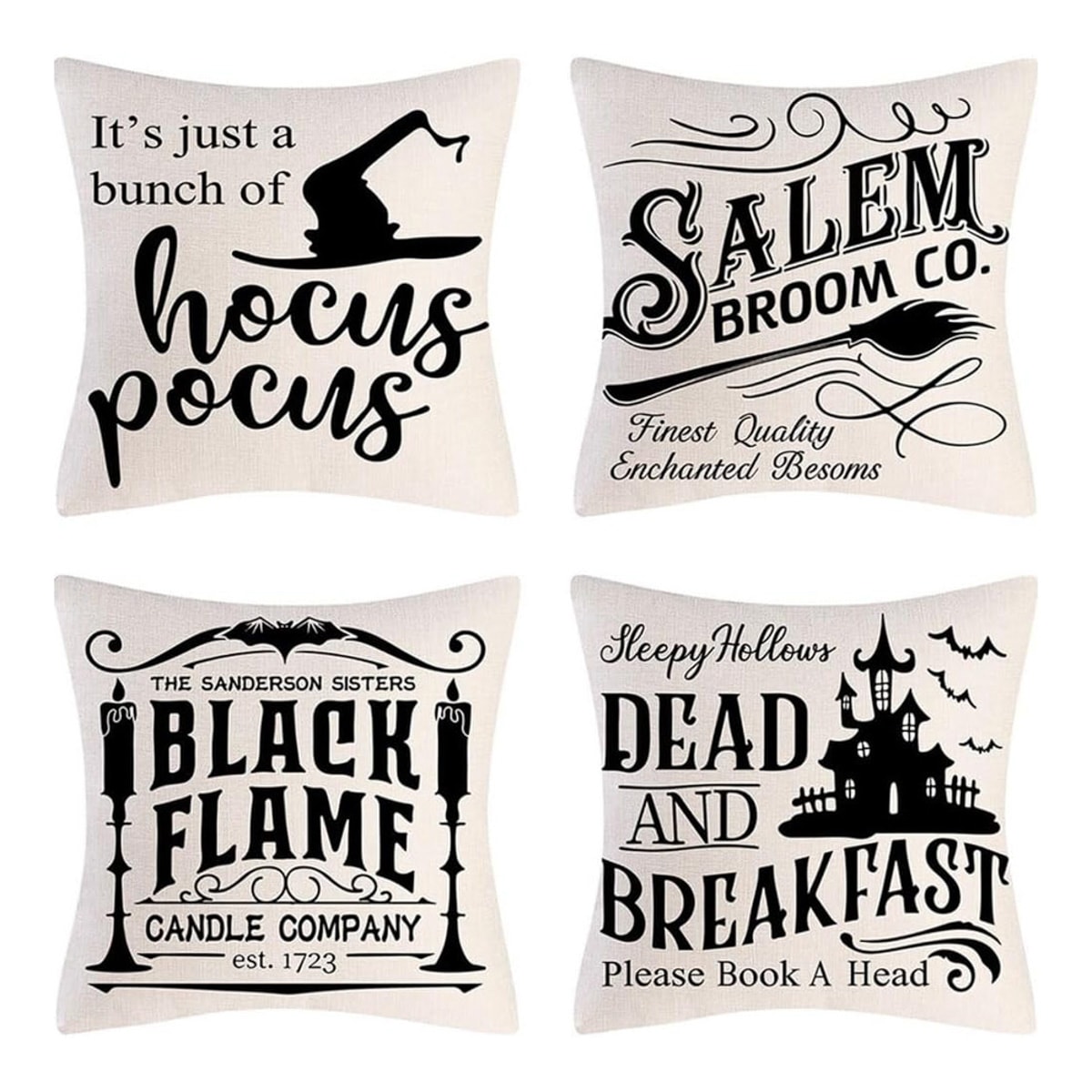 4 various Halloween pillow covers.