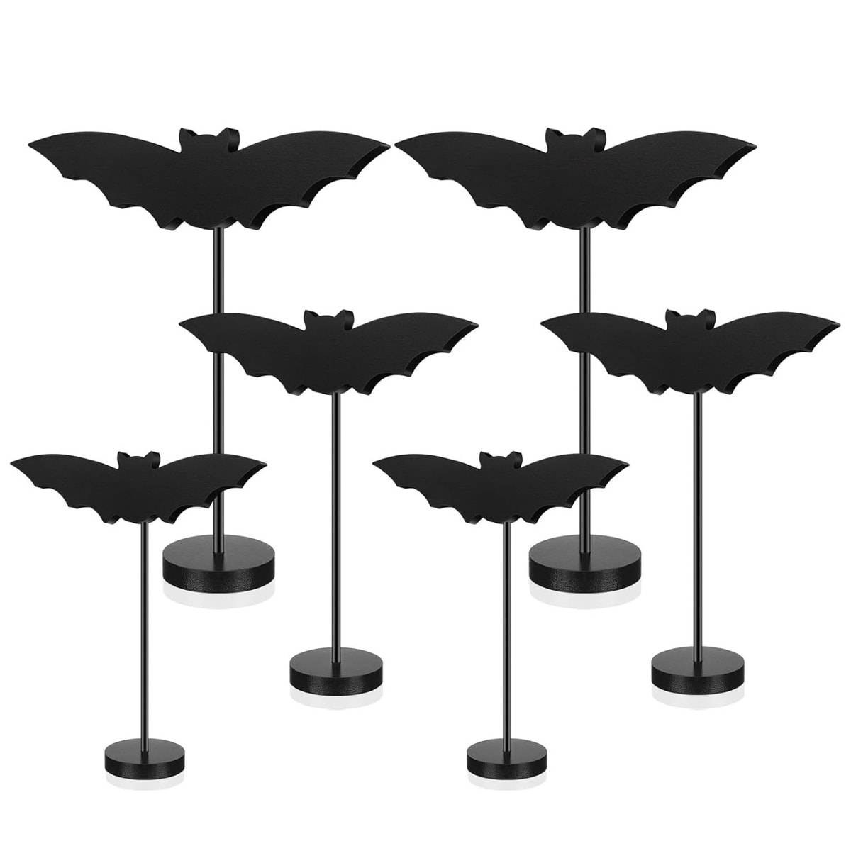 6 wooden bat centerpieces.