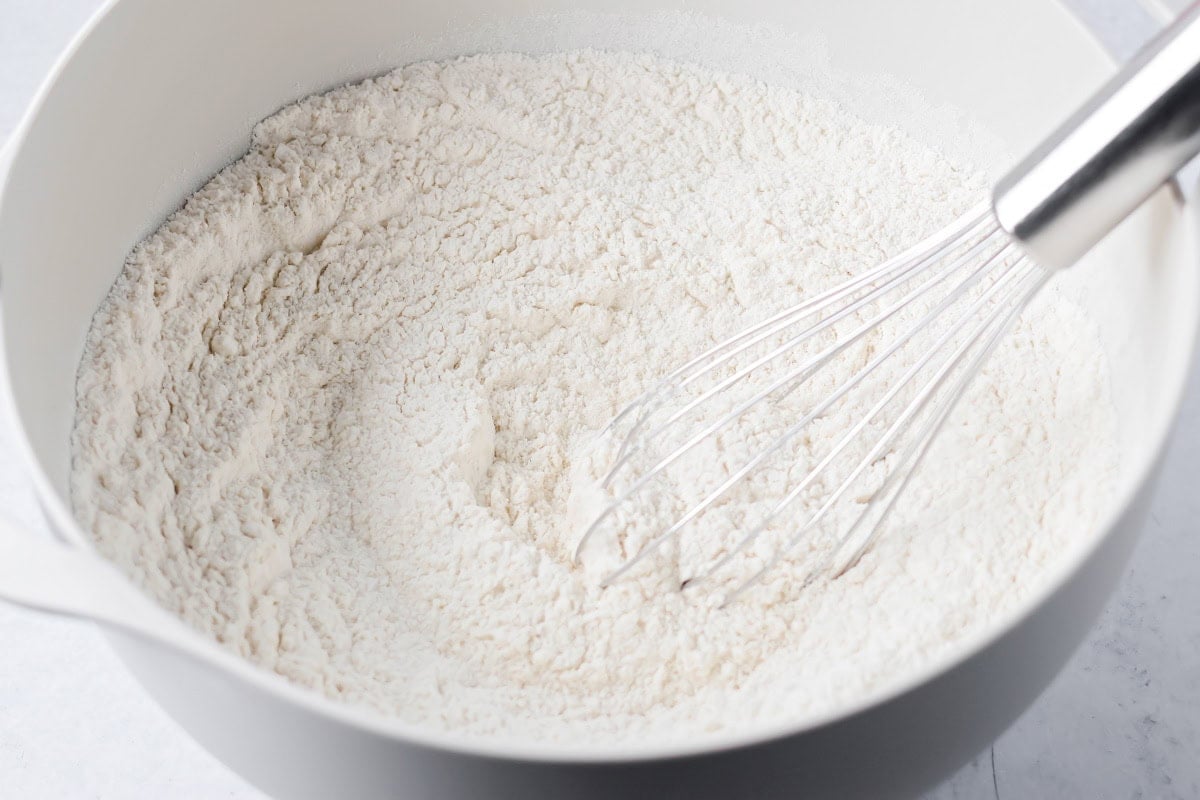 Dry ingredients for buttermilk pancake batter.