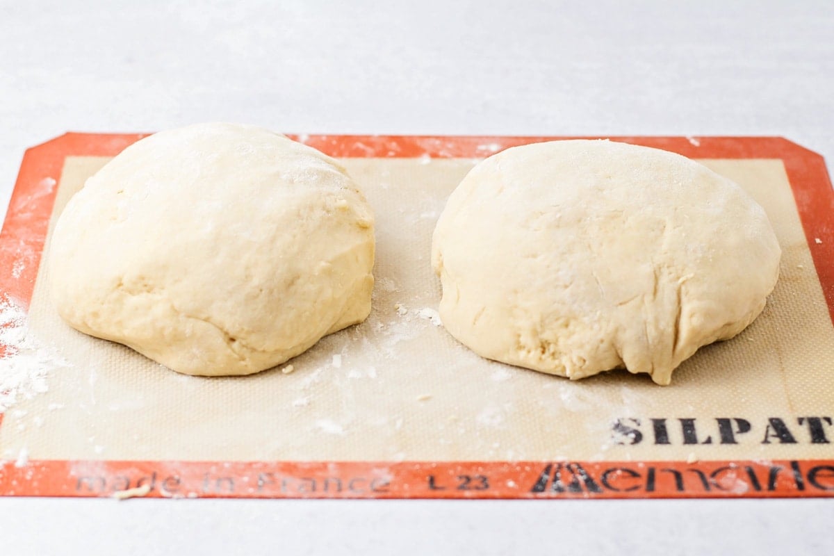 Dough divided into two.