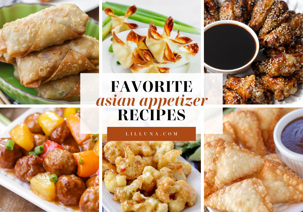 Collage of Asian appetizer recipes.