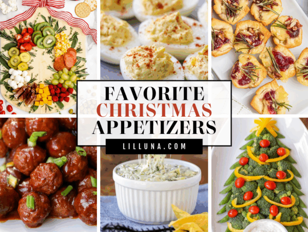 Collage of Christmas appetizers perfect for the Holidays!