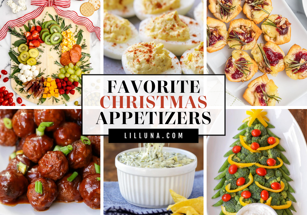 Collage of Christmas appetizer recipes.