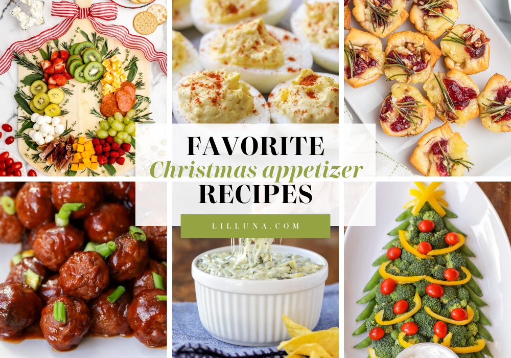 Collage of Christmas appetizer recipes.