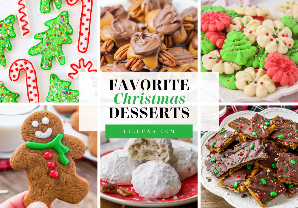 Collage of Christmas desserts.