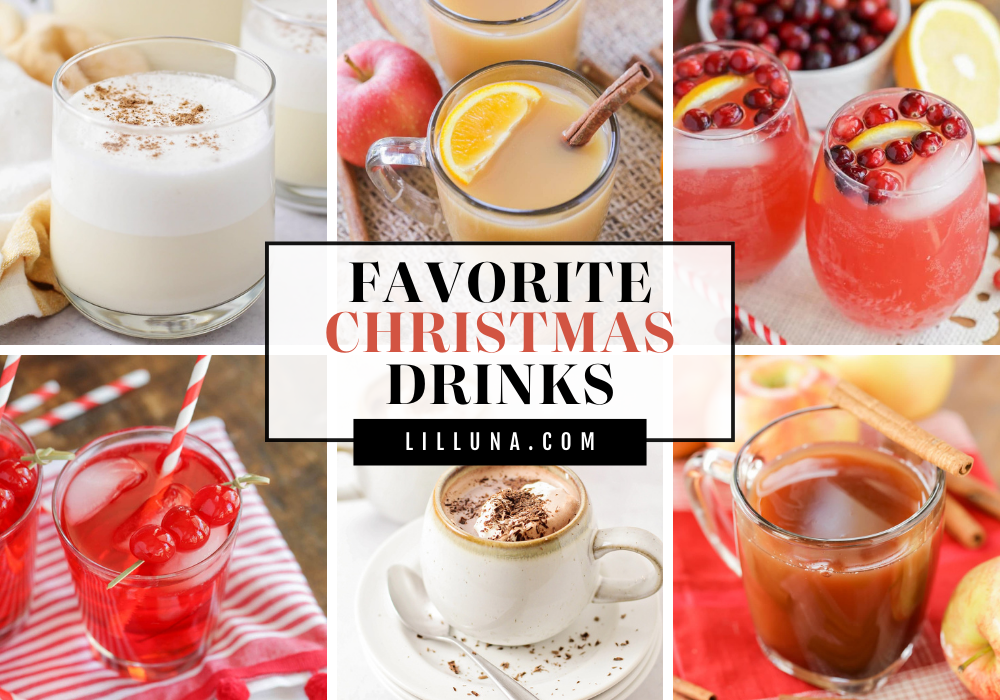 Collage of Christmas drink recipes.