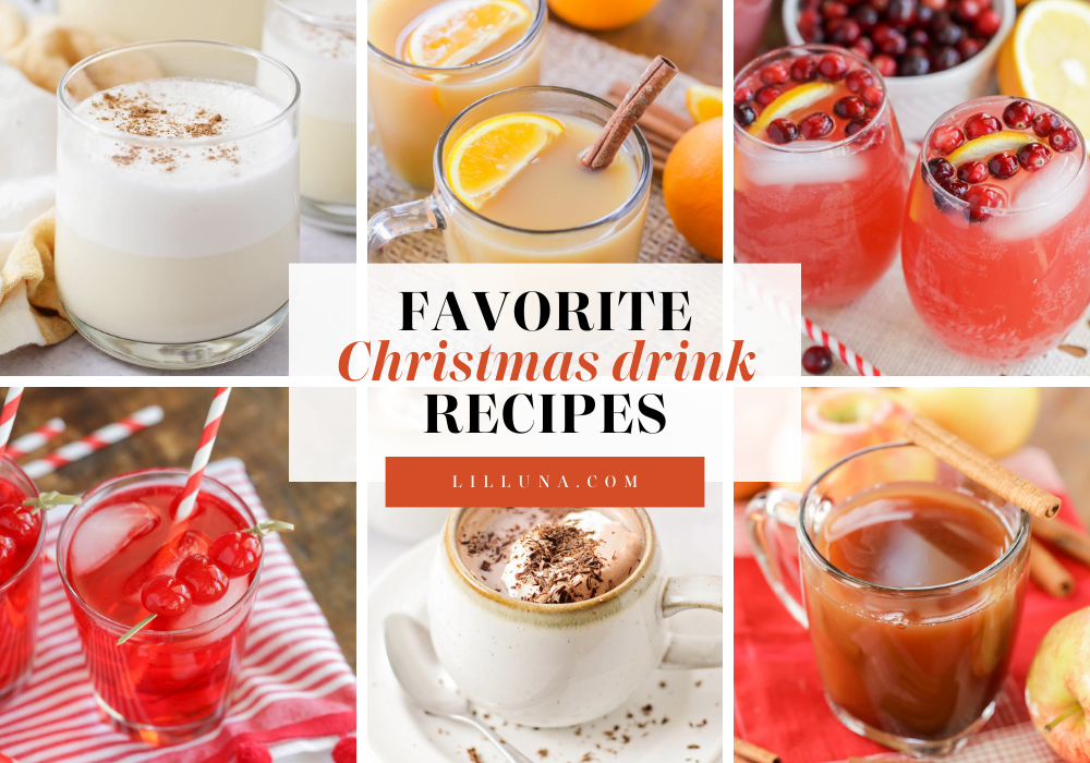 Collage of Christmas drink recipes.