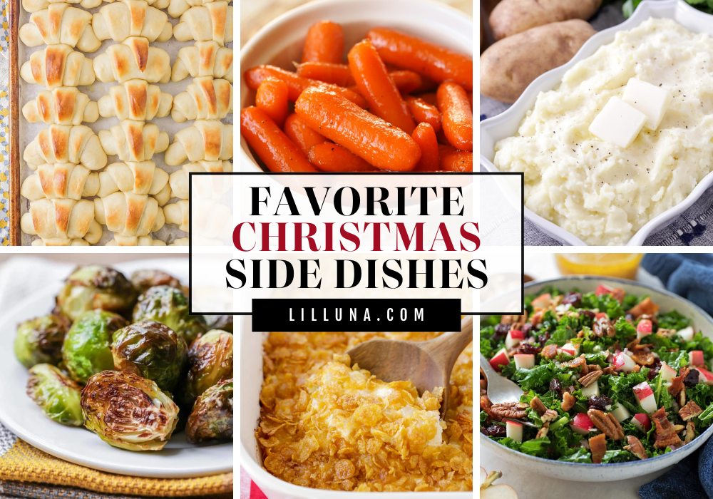 Collage of Christmas side dish recipes.