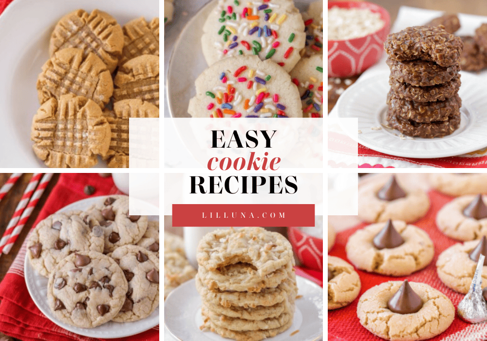 Collage of easy cookie recipes.